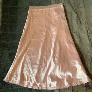 Pink silk maxi skirt